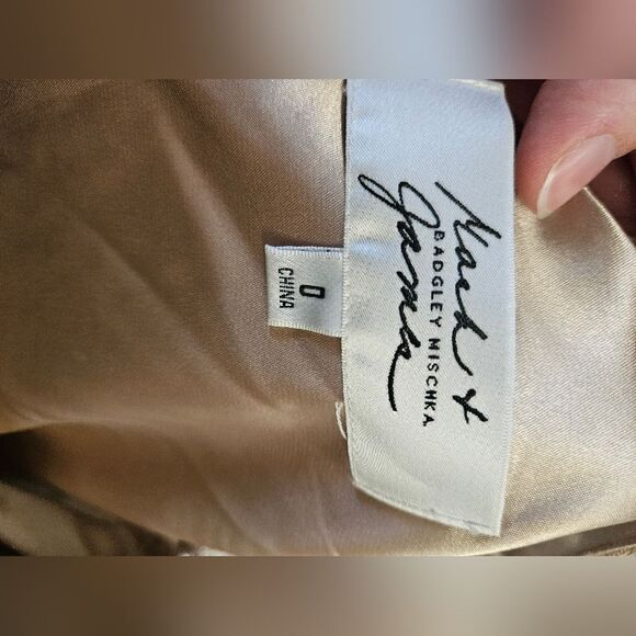 NWT Badgley Mischka by Mark and James gold cocktail dress size 0 - Picture 6 of 8